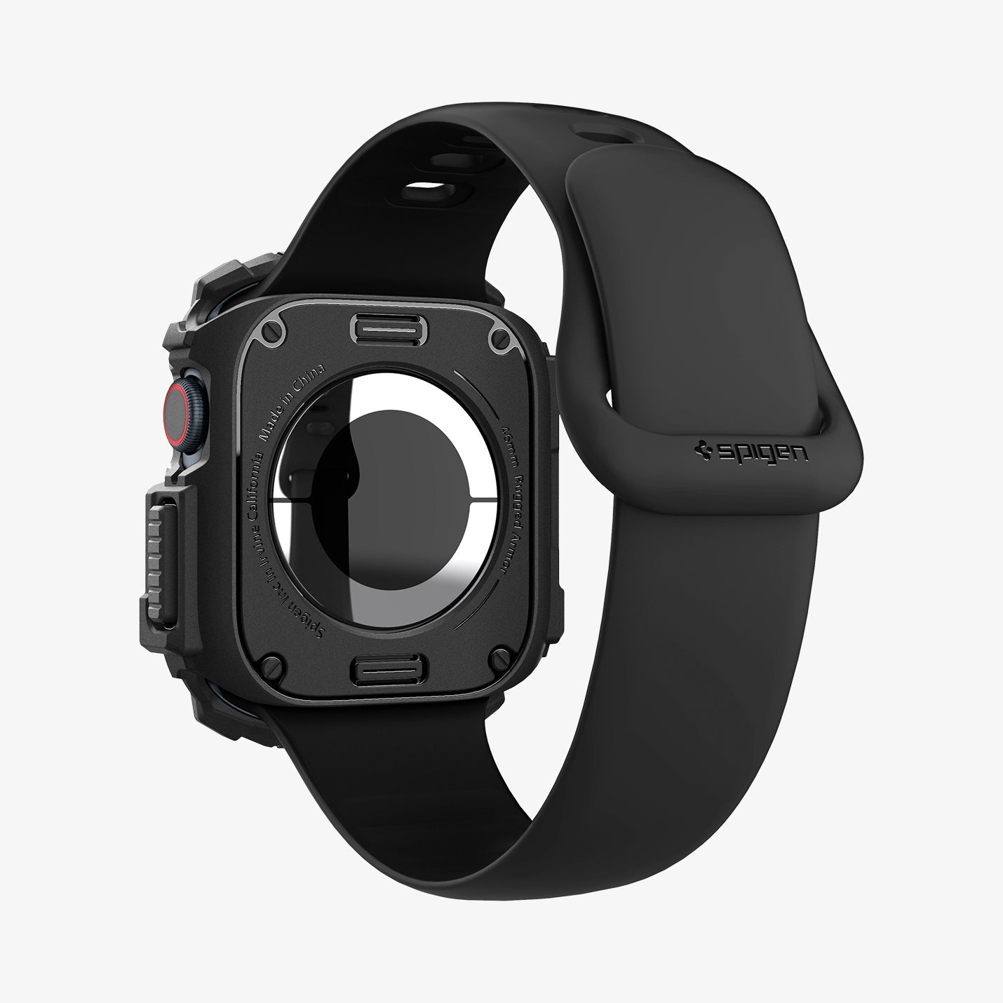 ACS08597 - Apple Watch Series 11 / 10 (46mm) Case Rugged Armor in Matte Black showing the back, partial sides, inner and bottom