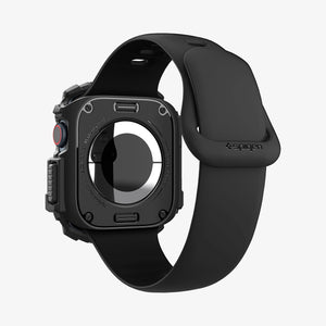 ACS08597 - Apple Watch Series 11 / 10 (46mm) Case Rugged Armor in Matte Black showing the back, partial sides, inner and bottom