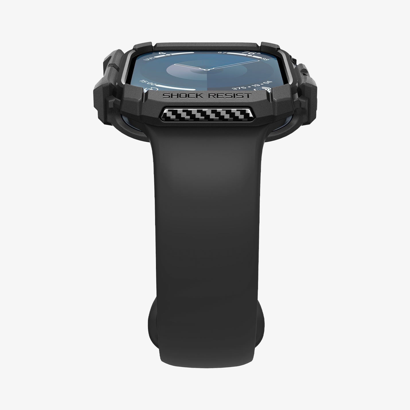 ACS08597 - Apple Watch Series 11 / 10 (46mm) Case Rugged Armor in Matte Black showing the partial front, side and bottom