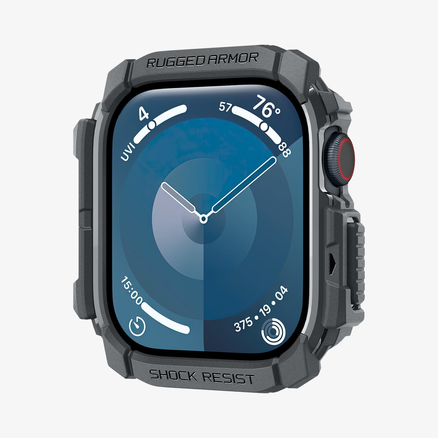 ACS08598 - Apple Watch Series 11 / 10 (46mm) Case Rugged Armor in Dark Gray showing the front, partial side