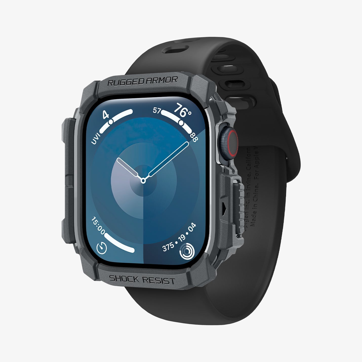 ACS08598 - Apple Watch Series 11 / 10 (46mm) Case Rugged Armor in Dark Gray showing the front, partial sides and inner bottom