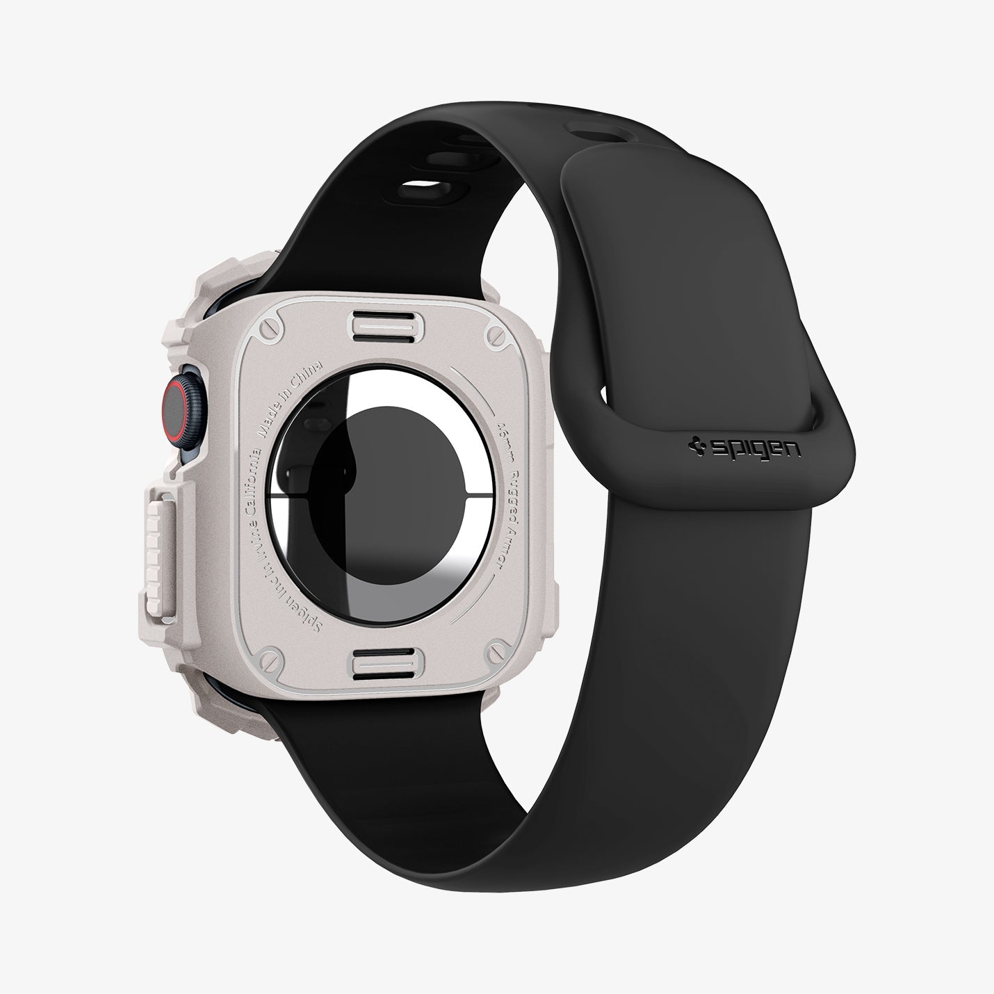 ACS08600 - Apple Watch Series 11 / 10 (46mm) Case Rugged Armor in Dune Beige showing the back, partial sides, inner and bottom
