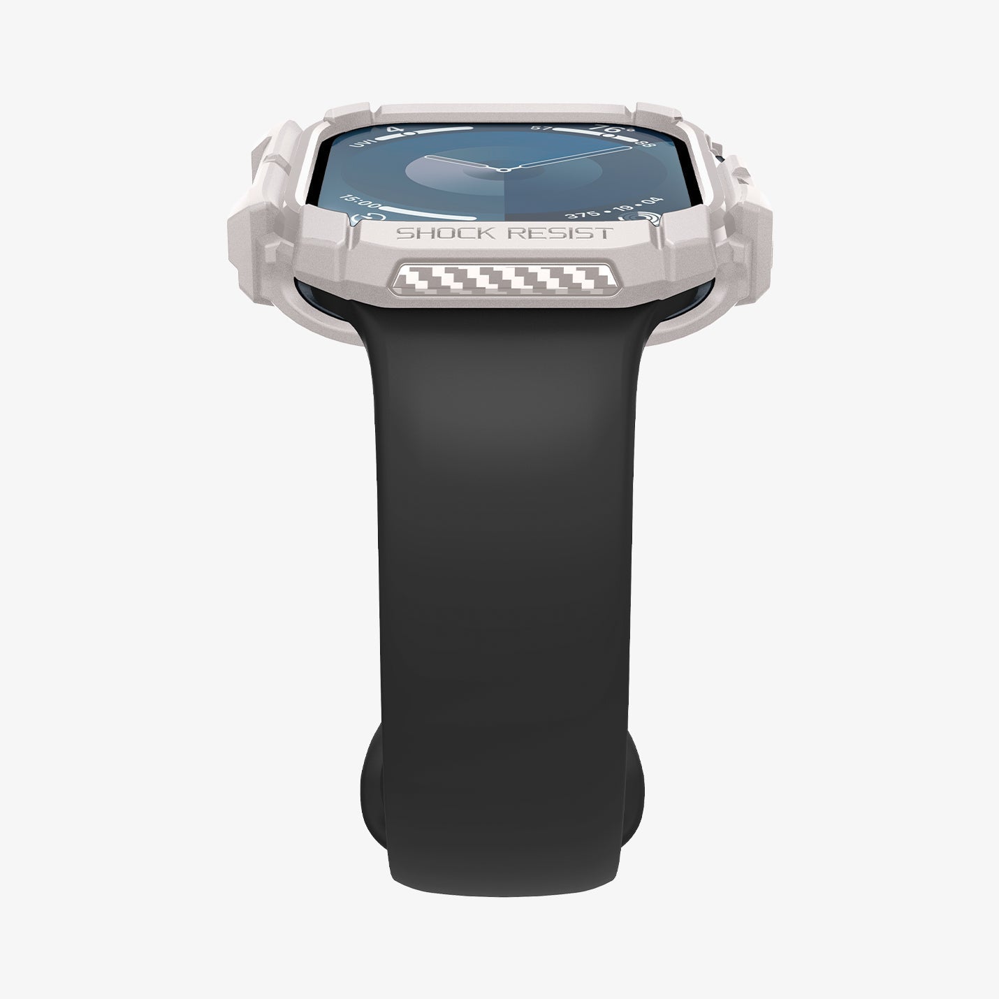 ACS08600 - Apple Watch Series 11 / 10 (46mm) Case Rugged Armor in Dune Beige showing the partial front, side and bottom