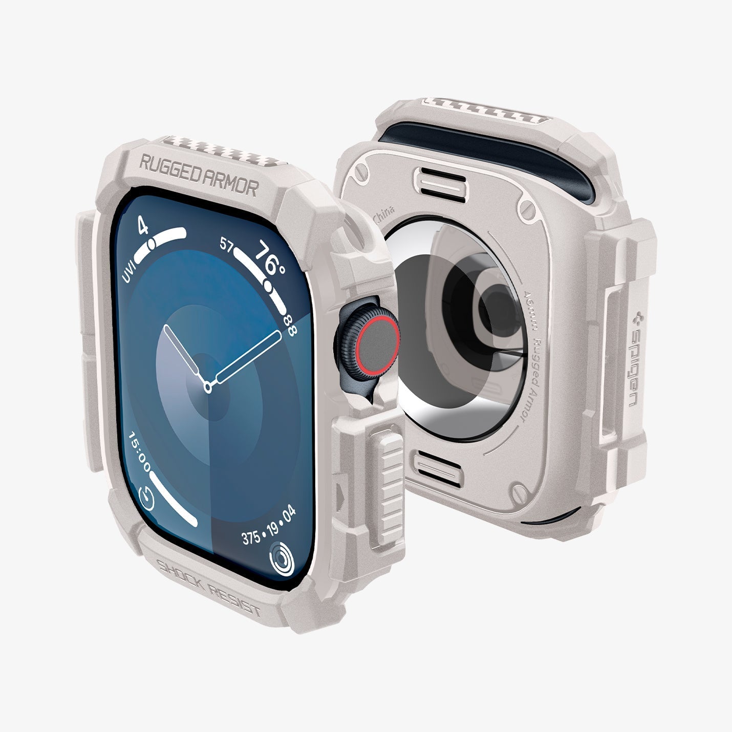 ACS08600 - Apple Watch Series 11 / 10 (46mm) Case Rugged Armor in Dune Beige showing the front, back, partial sides and top