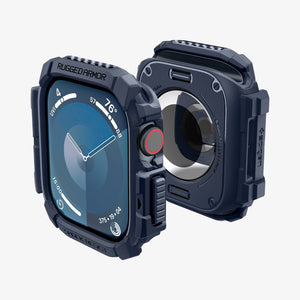 ACS08599 - Apple Watch Series 11 / 10 (46mm) Case Rugged Armor in Navy Blue showing the front, back, partial sides and top