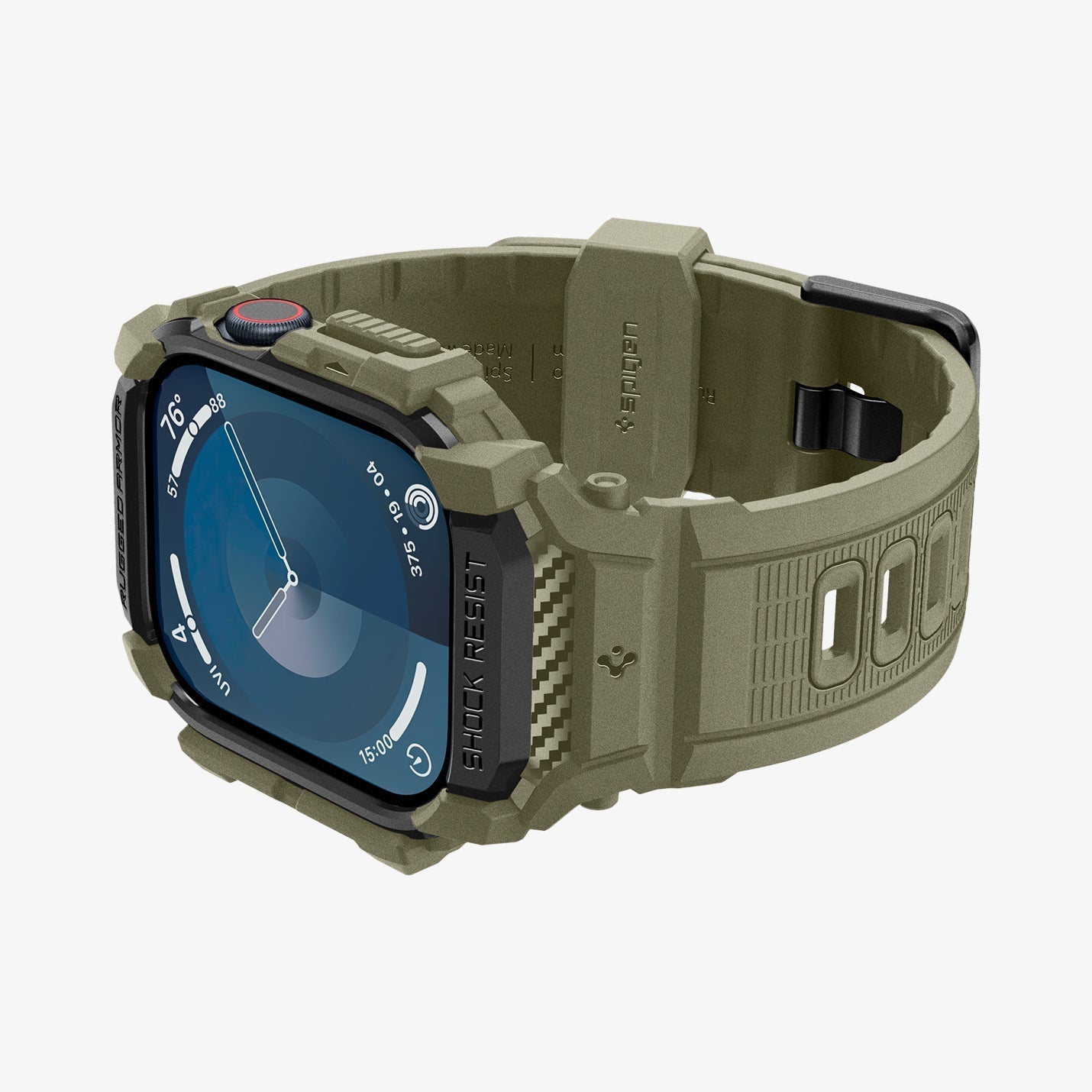ACS08608 - Apple Watch Series 11 / 10 (46mm) Case Rugged Armor Pro in Vintage Khaki showing the front, sides, inner side and bottom