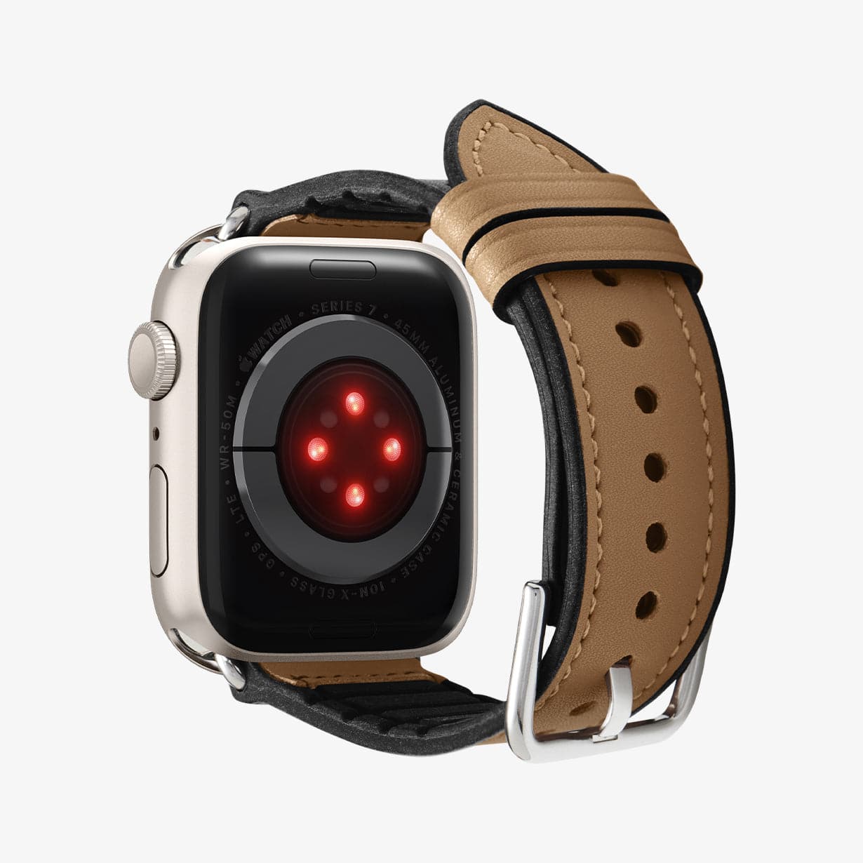 062MP25079 - Apple Watch Series (Apple Watch (49mm)/Apple Watch (45mm)/Apple Watch (42mm)) Watch Band Retro Fit in black showing the front