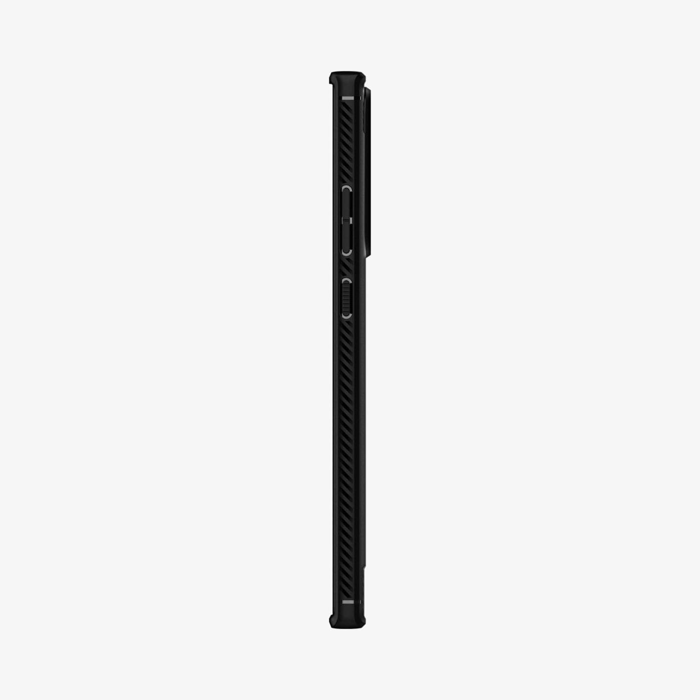ACS01391 - Galaxy Note 20 Ultra Rugged Armor Case in matte black showing the back