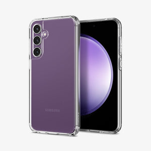 ACS06371 - Galaxy S23 FE Case Ultra Hybrid in crystal clear showing the back and front