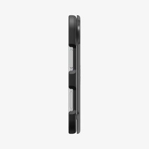 iPhone Duo Ultra Hybrid Pro (Mag Fit) in Frost Black showing the slim side profile with precise button cutouts and hinge protection