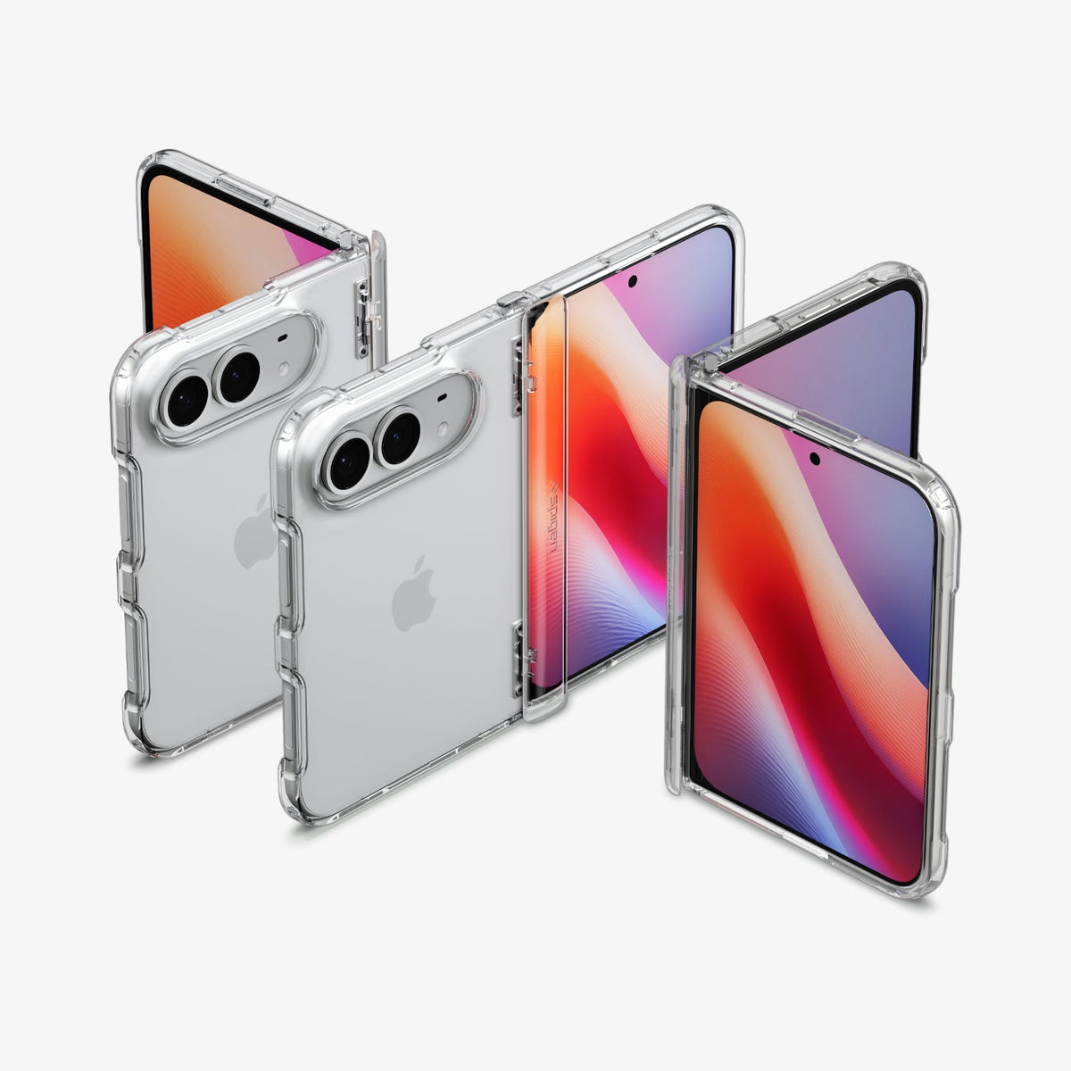 iPhone Duo Ultra Hybrid Pro showing the case in multiple folded and unfolded positions