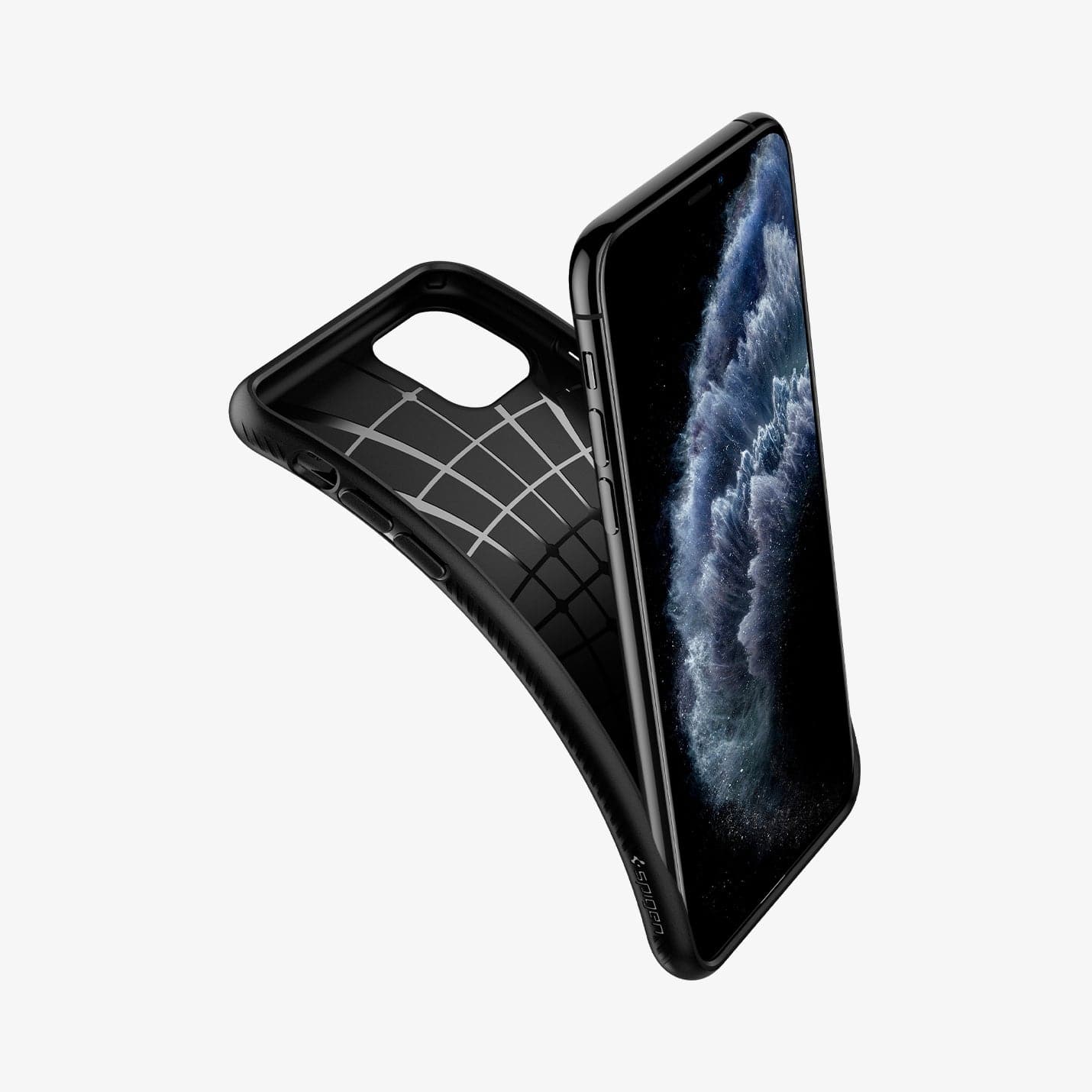 075CS27134 - iPhone 11 Pro Max Case Liquid Air in matte black showing the back