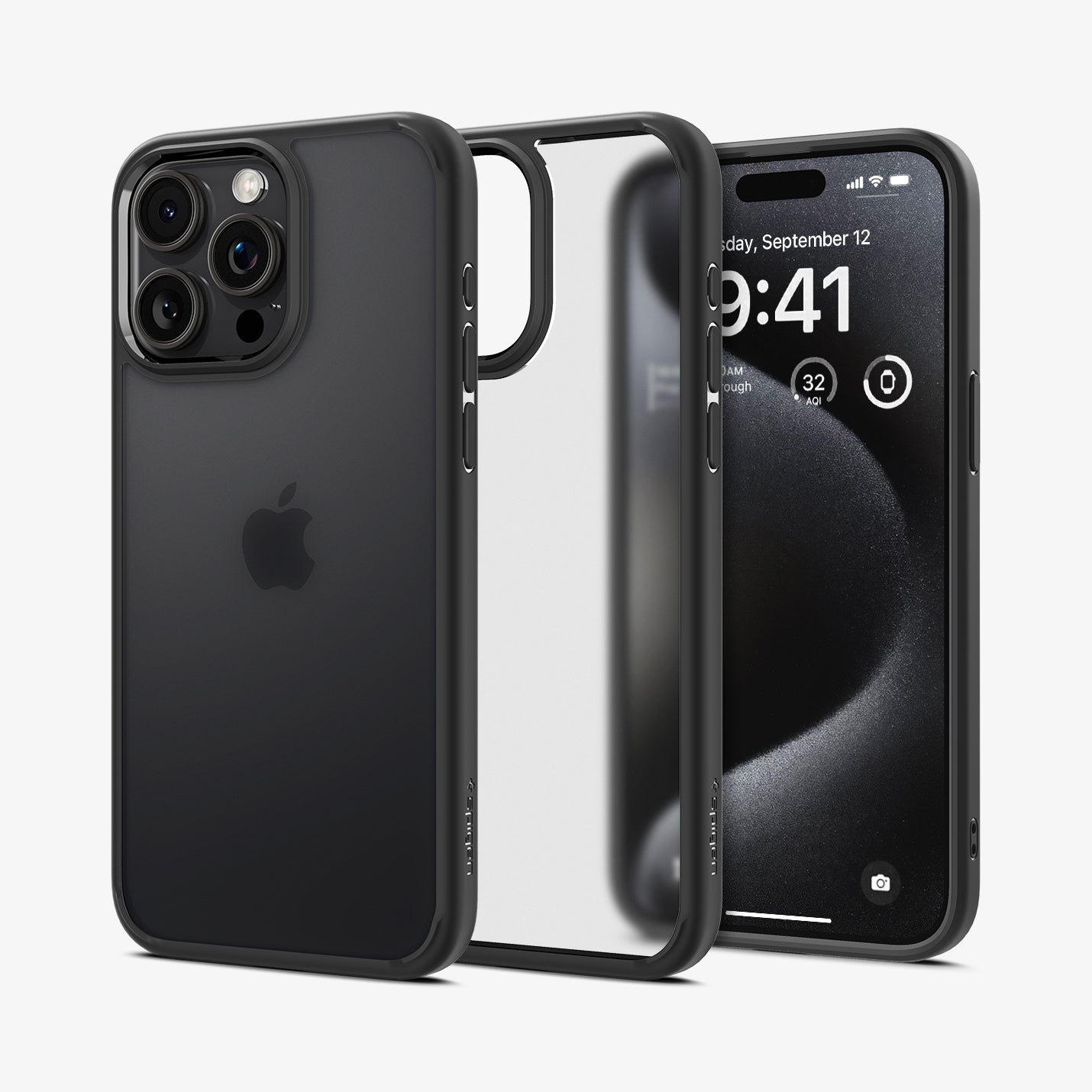 Spigen Ultra Hybrid Matte case for iPhone 15 Pro in Frost Black – detail image 1