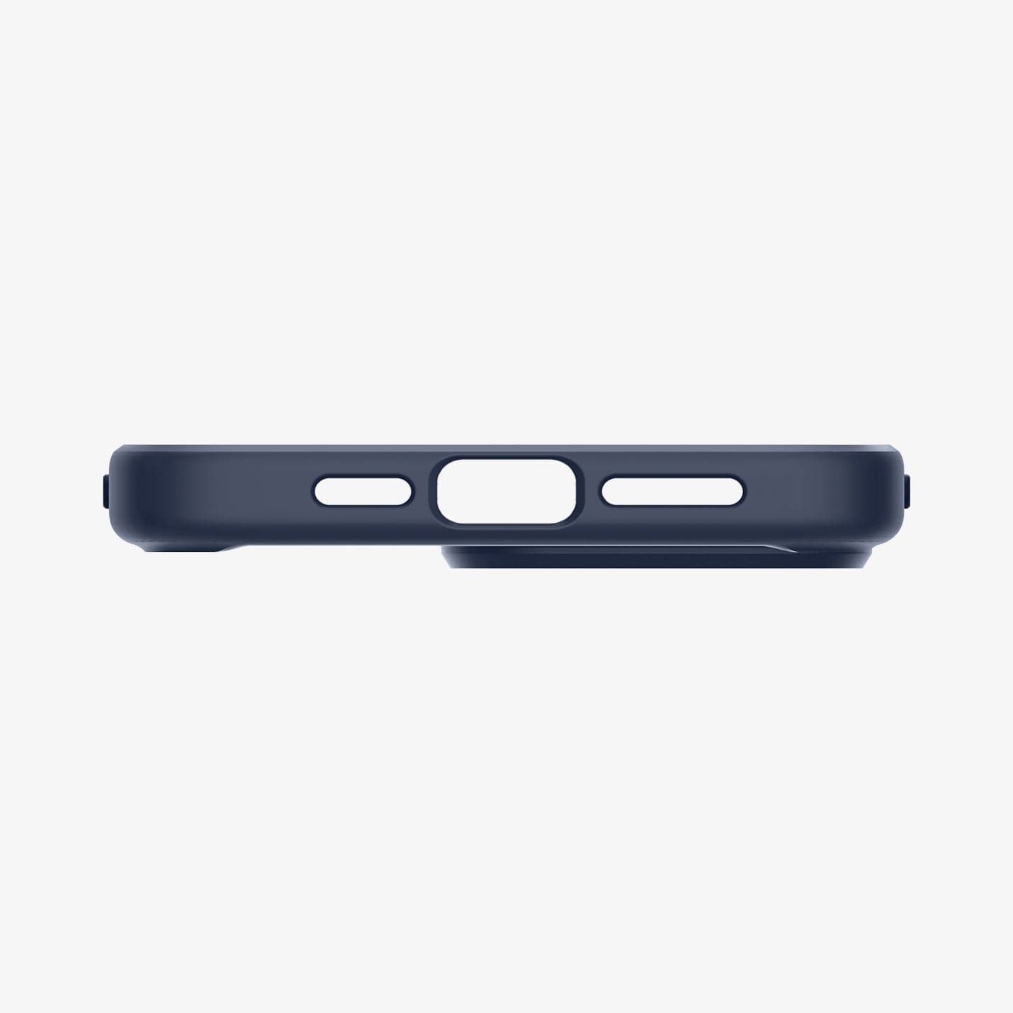 Spigen Ultra Hybrid case for iPhone 15 Pro Max in Navy Blue – bottom cutout detail