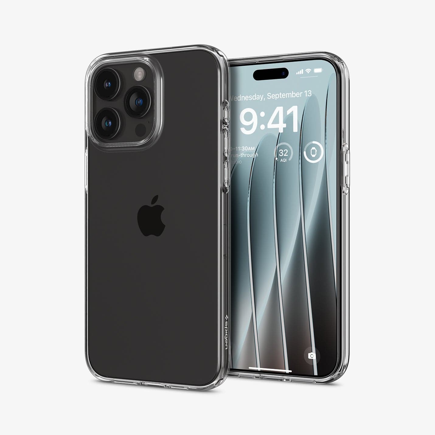 ACS06557 - iPhone 15 Pro Max Case Liquid Crystal in crystal clear showing the back