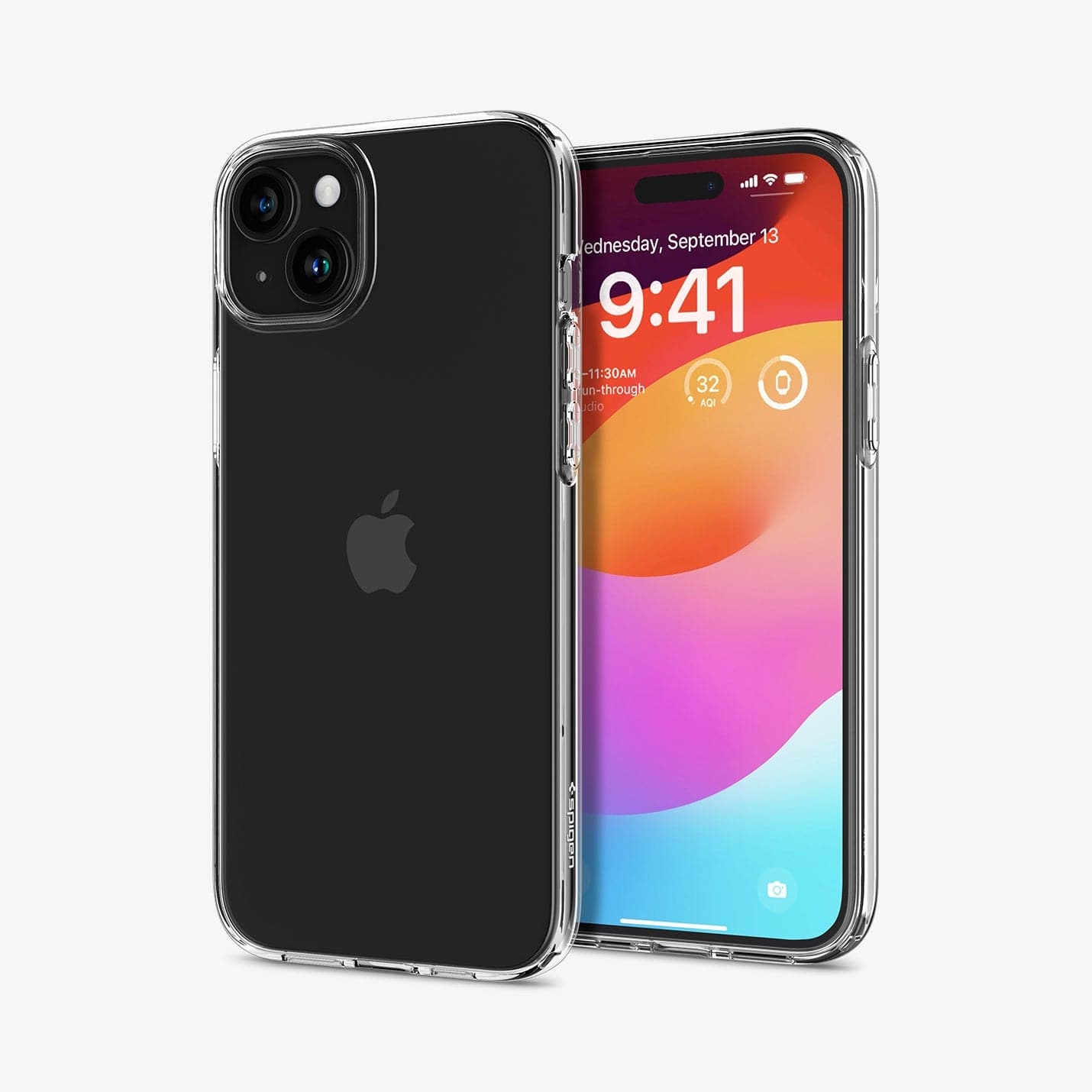 ACS06557 - iPhone 15 Pro Max Case Liquid Crystal in crystal clear showing the back
