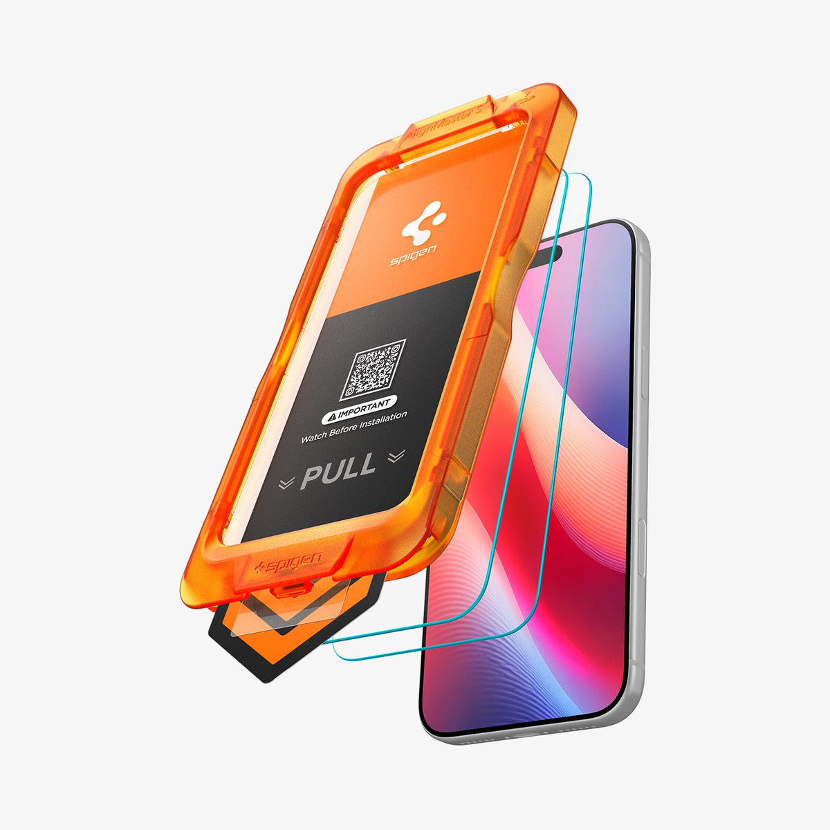Spigen iPhone 18 Pro / 17 Pro Screen Protector – GLAS.tR AlignMaster S (2 Pack) — Clear clear protector and orange tray