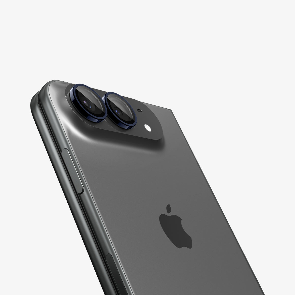 iPhone Duo Optik Pro EZ Fit Lens Protector in Black showing the installed lens protectors closely fitted around both camera lenses