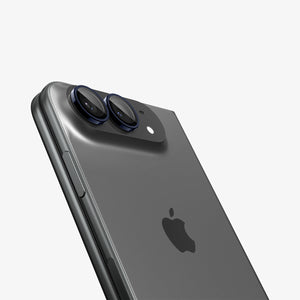 iPhone Duo Optik Pro EZ Fit Lens Protector in Black showing the installed lens protectors closely fitted around both camera lenses
