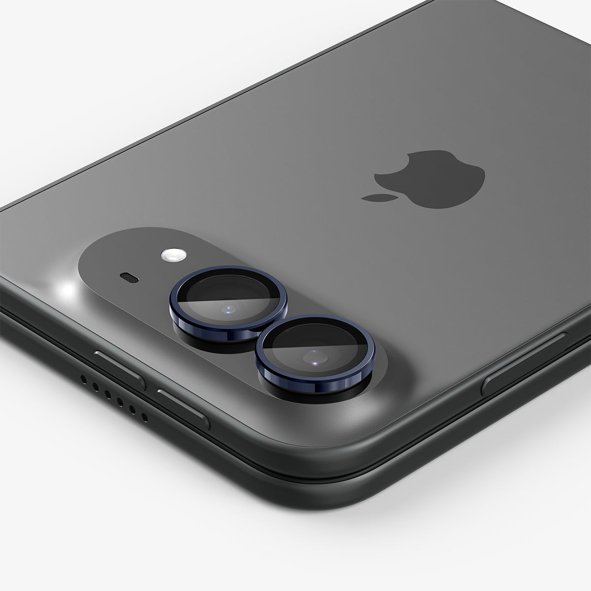 iPhone Duo Optik Pro EZ Fit Lens Protector in Black showing a close-up view of the dual camera lenses with individual lens protectors installed