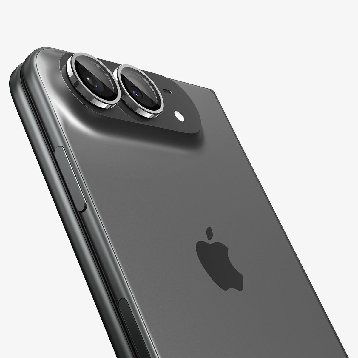 iPhone Duo Optik Pro EZ Fit Lens Protector in White showing the installed lens protectors closely fitted around both camera lenses