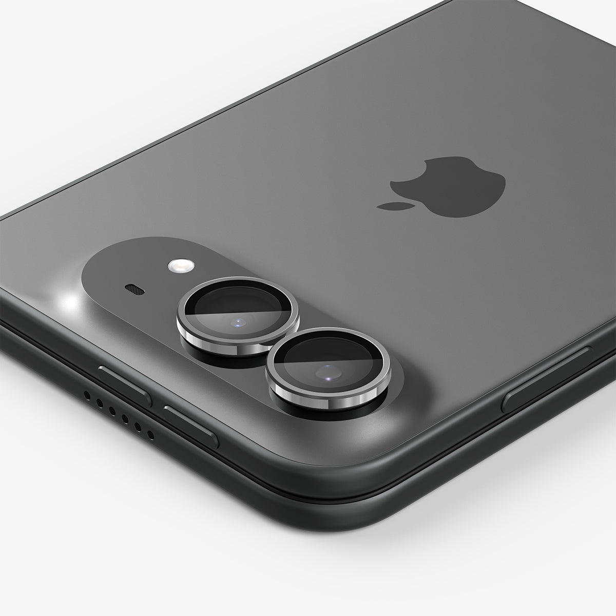 iPhone Duo Optik Pro EZ Fit Lens Protector in White showing a close-up view of the dual camera lenses with individual lens protectors installed