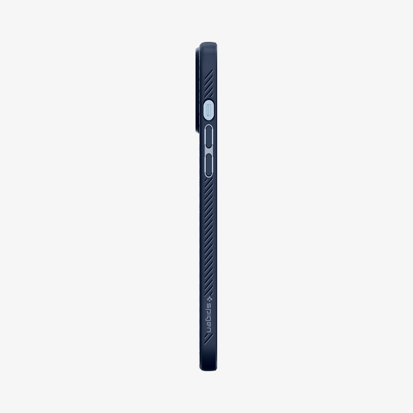 ACS03202 - iPhone 13 Pro Max Case Liquid Air in navy blue showing the side with volume controls