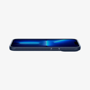 ACS03259 - iPhone 13 Pro Case Liquid Air in navy blue showing the front and side