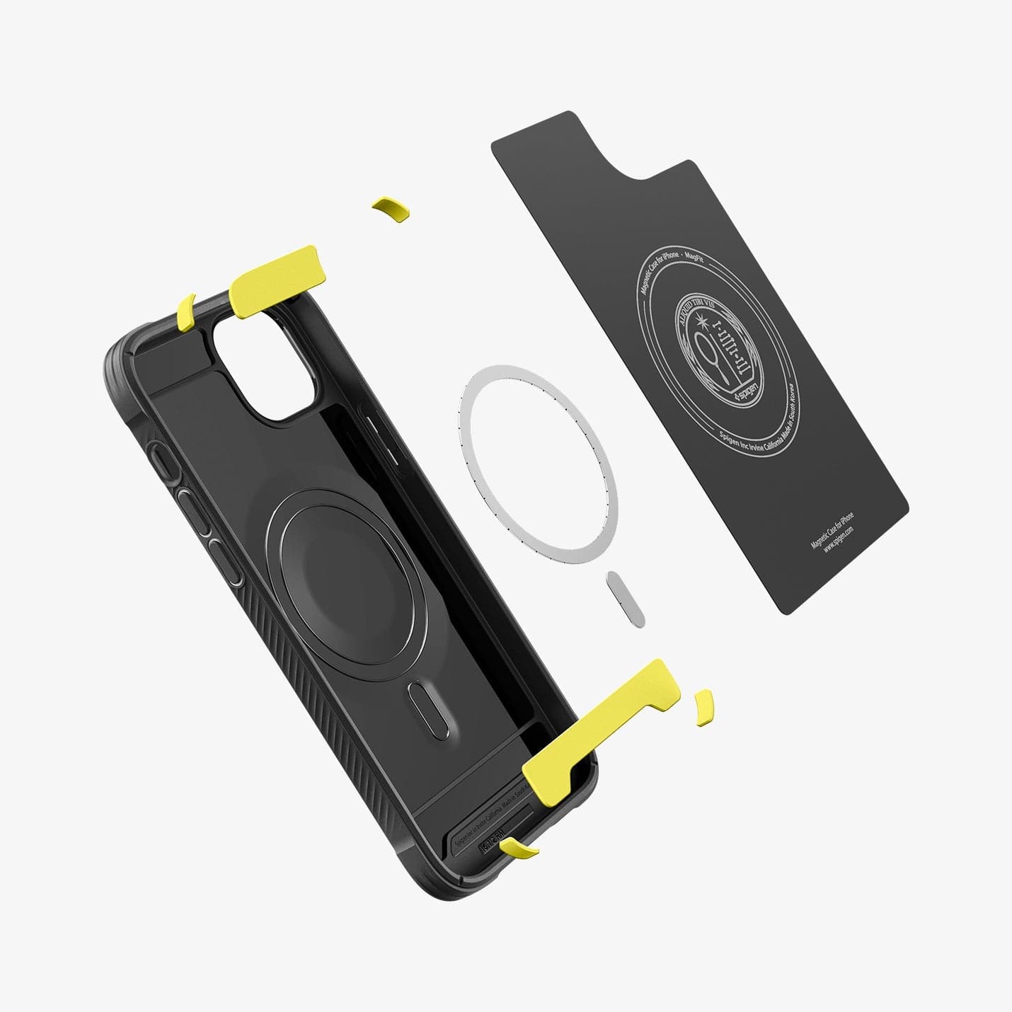 ACS04812 - iPhone 14 Pro Max Case Rugged Armor (MagFit) in matte black showing the back