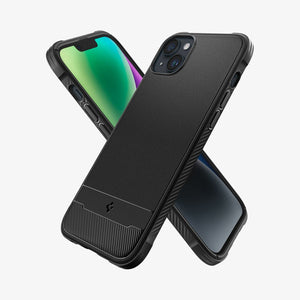 ACS04812 - iPhone 14 Pro Max Case Rugged Armor (MagFit) in matte black showing the back