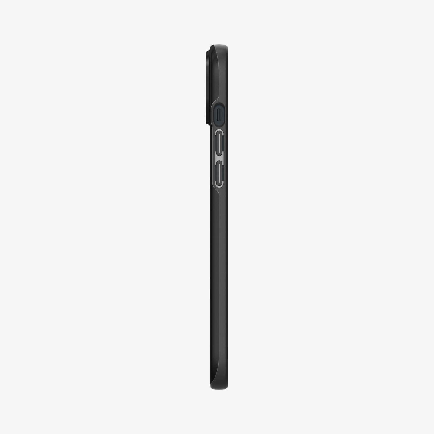 Spigen iPhone 14 / iPhone 13 Case – Thin Fit in Black – volume-button side profile