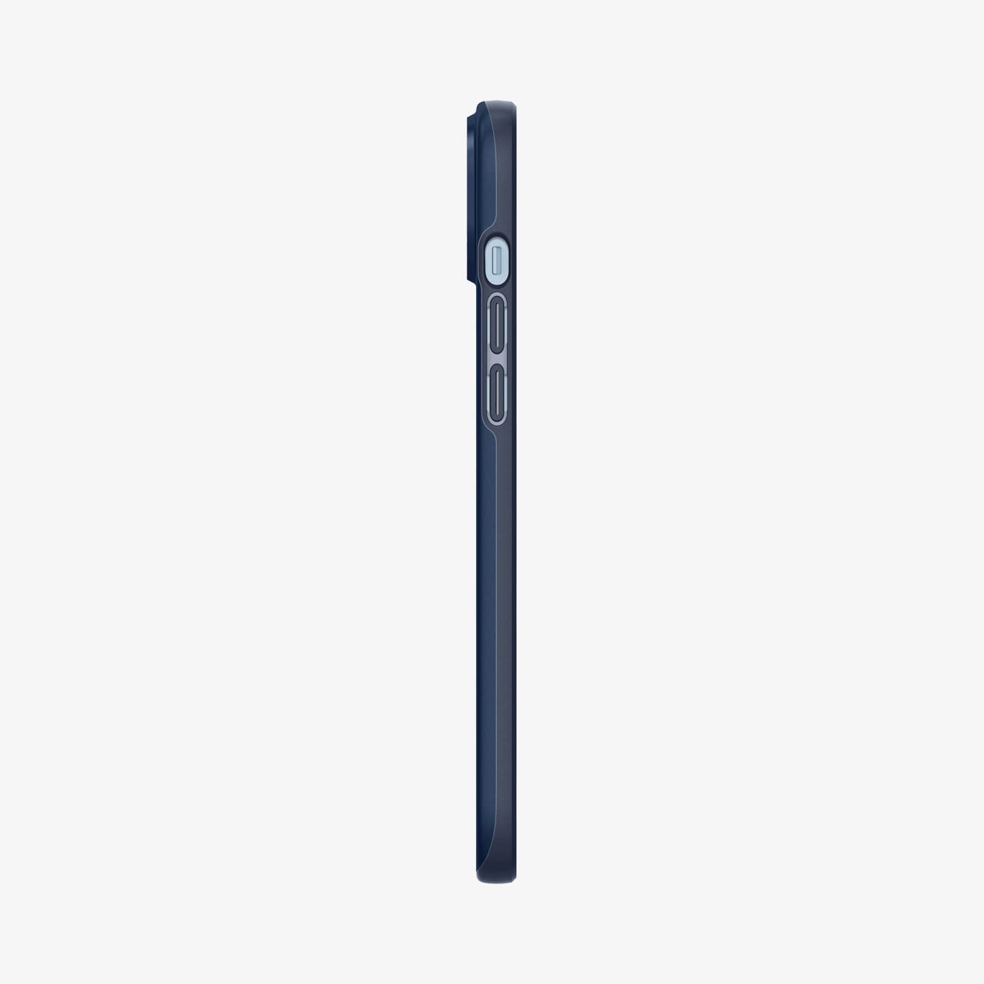 Spigen iPhone 14 / iPhone 13 Case – Thin Fit in Navy Blue – volume-button side profile