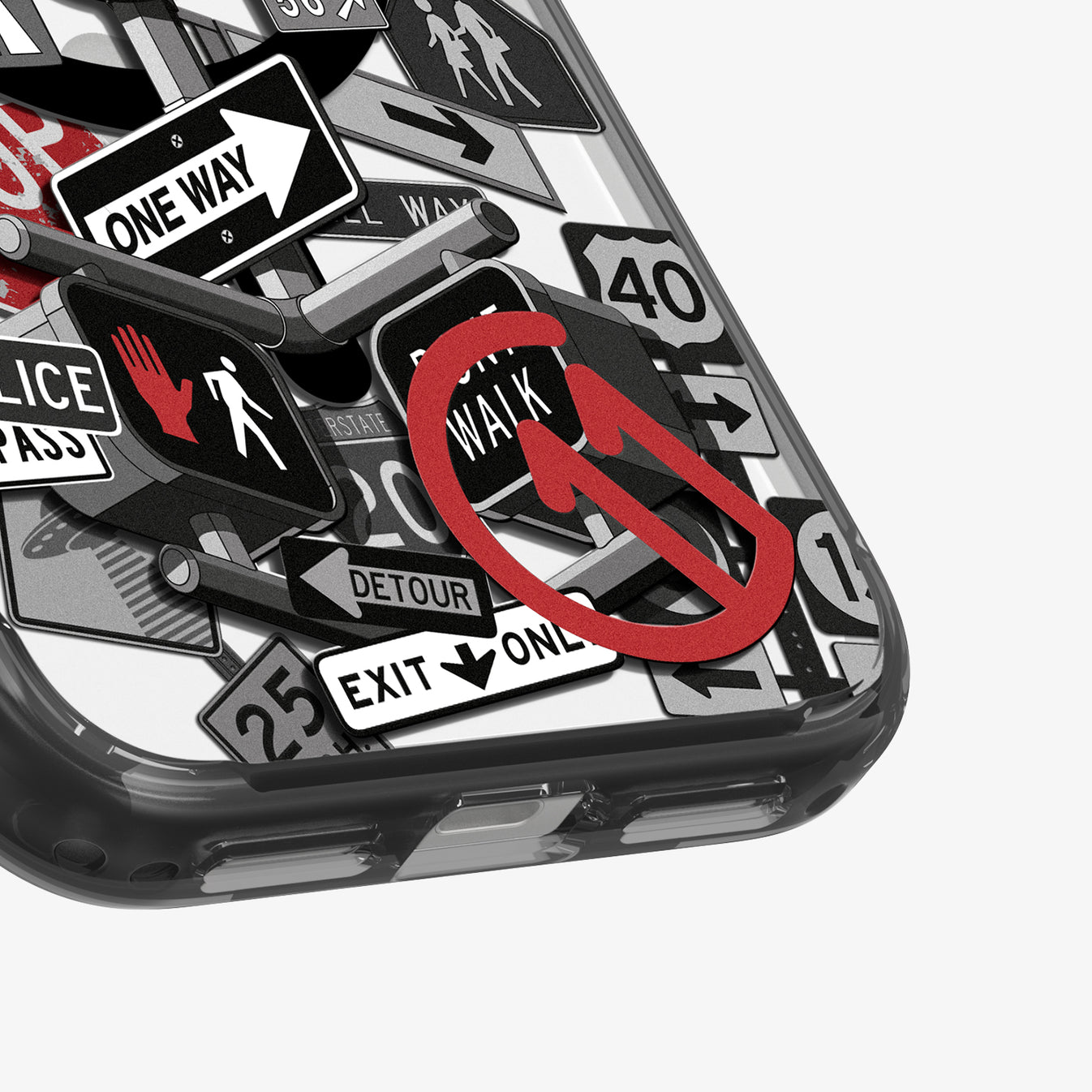 Spigen c11 Signal layered road-sign artwork and MagFit detail