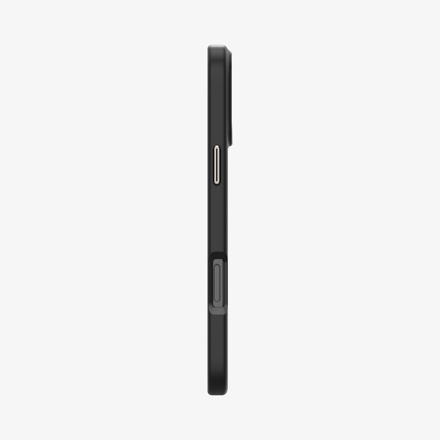 Spigen Enzo Aramid MagFit case in Black Natural for iPhone 16 Pro - volume button side profile