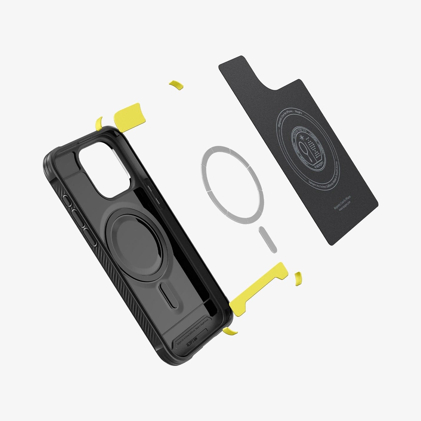 ACS06561 - iPhone 15 Pro Max Case Rugged Armor (MagFit) in matte black showing the back