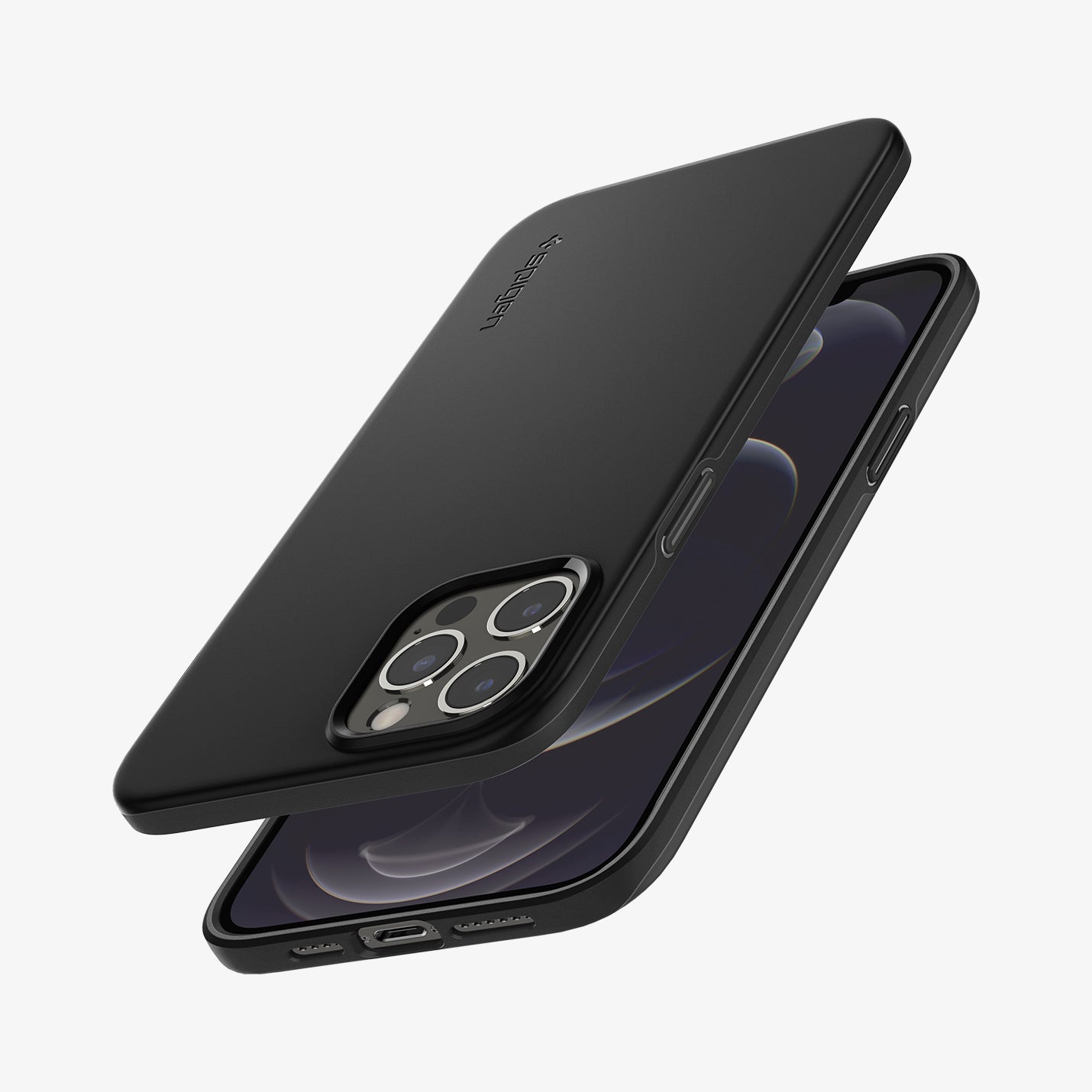 ACS01612 - iPhone 12 Pro Max Case Thin Fit in black showing the back