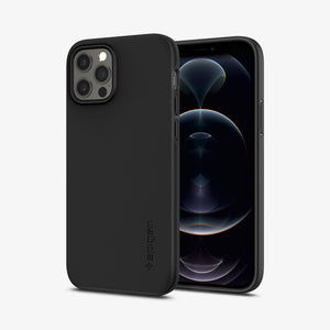 ACS01612 - iPhone 12 Pro Max Case Thin Fit in black showing the back