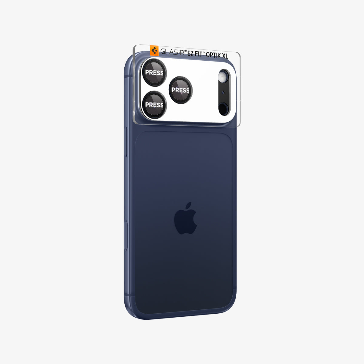 Spigen iPhone 17 Pro Lens Protector – GLAS.tR EZ Fit Optik Pro XL [1 Pack] - Black - alignment tray attached