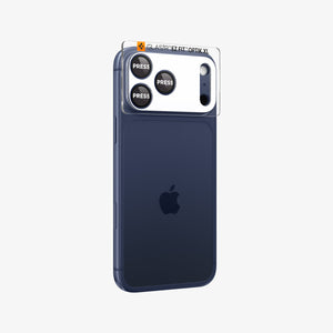 Spigen iPhone 17 Pro Lens Protector – GLAS.tR EZ Fit Optik Pro XL [1 Pack] - Blue - alignment tray attached