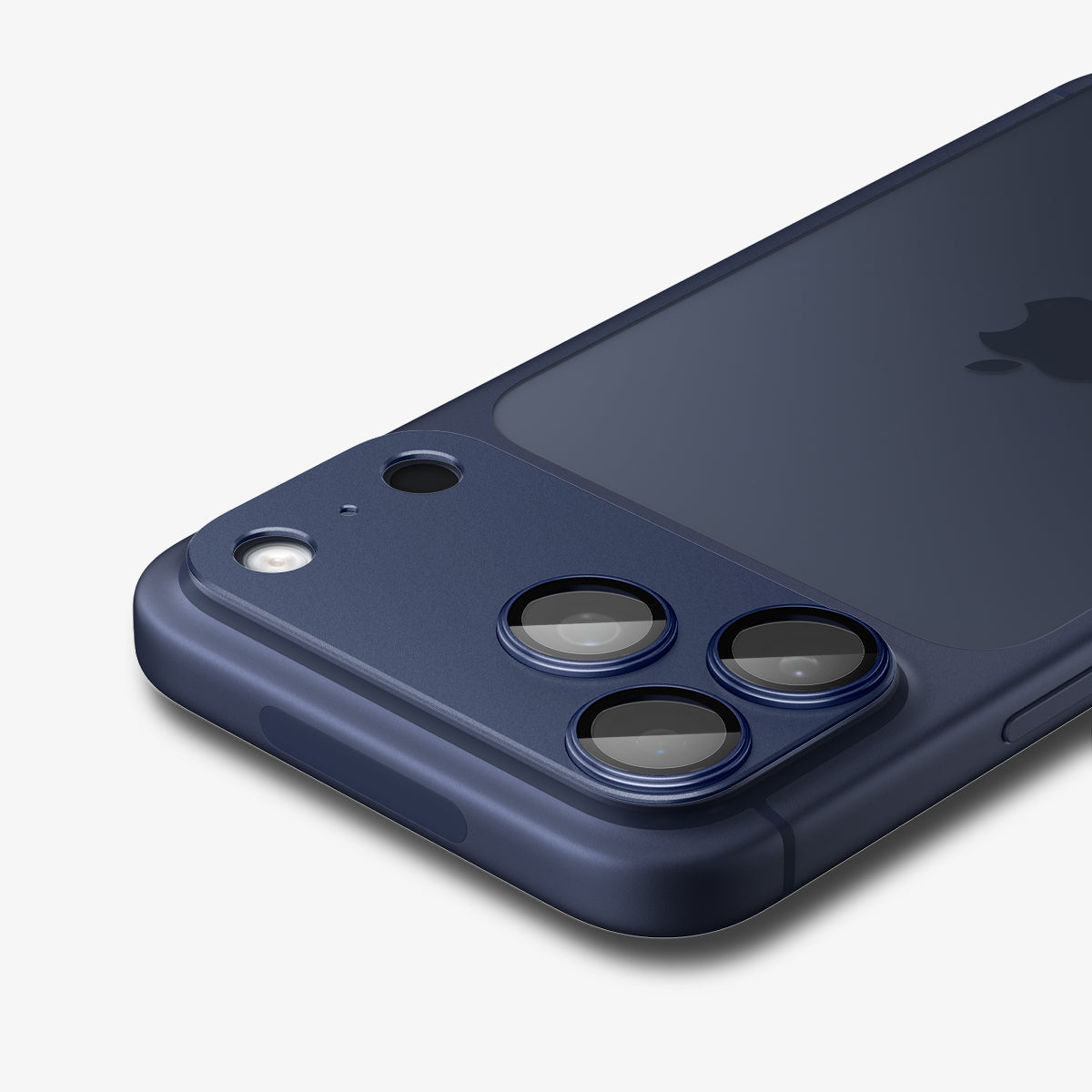 Spigen iPhone 17 Pro Lens Protector – GLAS.tR EZ Fit Optik Pro XL [1 Pack] - Blue - zoomed camera protector detail