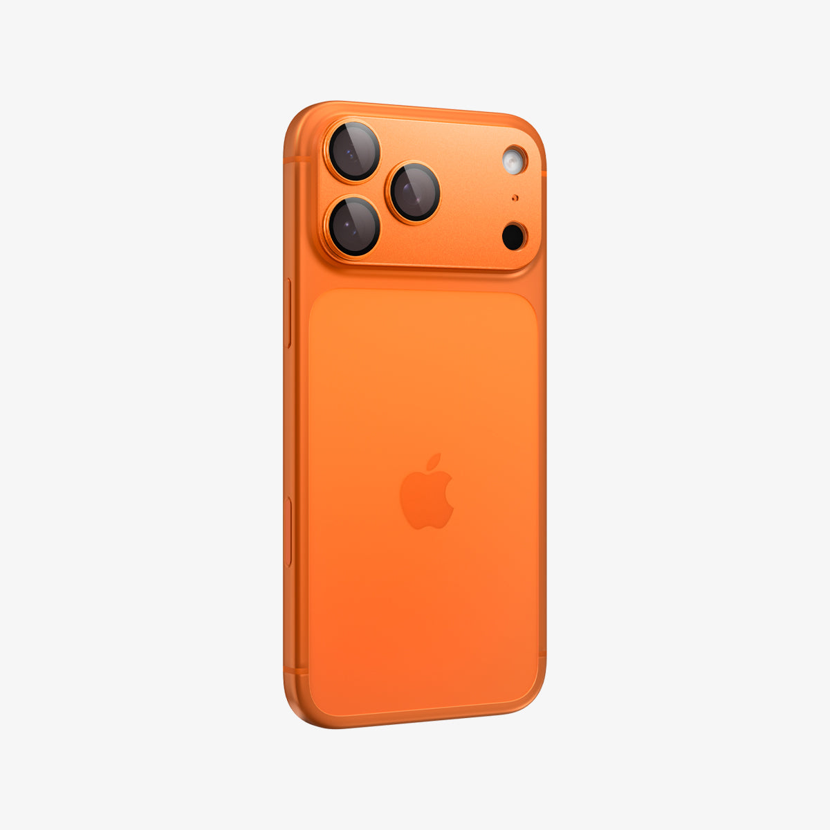 Spigen iPhone 17 Pro Lens Protector – GLAS.tR EZ Fit Optik Pro XL [1 Pack] - Cosmic Orange - back and partial side view