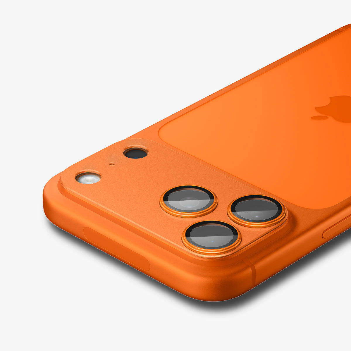 Spigen iPhone 17 Pro Lens Protector – GLAS.tR EZ Fit Optik Pro XL [1 Pack] - Cosmic Orange - zoomed camera protector detail