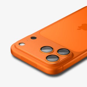 Spigen iPhone 17 Pro Lens Protector – GLAS.tR EZ Fit Optik Pro XL [1 Pack] - Cosmic Orange - zoomed camera protector detail