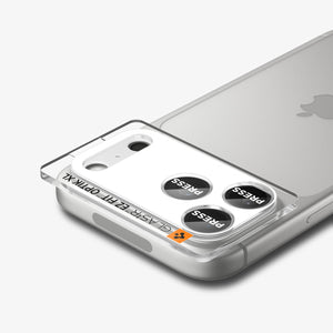 Spigen iPhone 17 Pro Lens Protector – GLAS.tR EZ Fit Optik Pro XL [1 Pack] - Silver - alignment tray attached from an angle