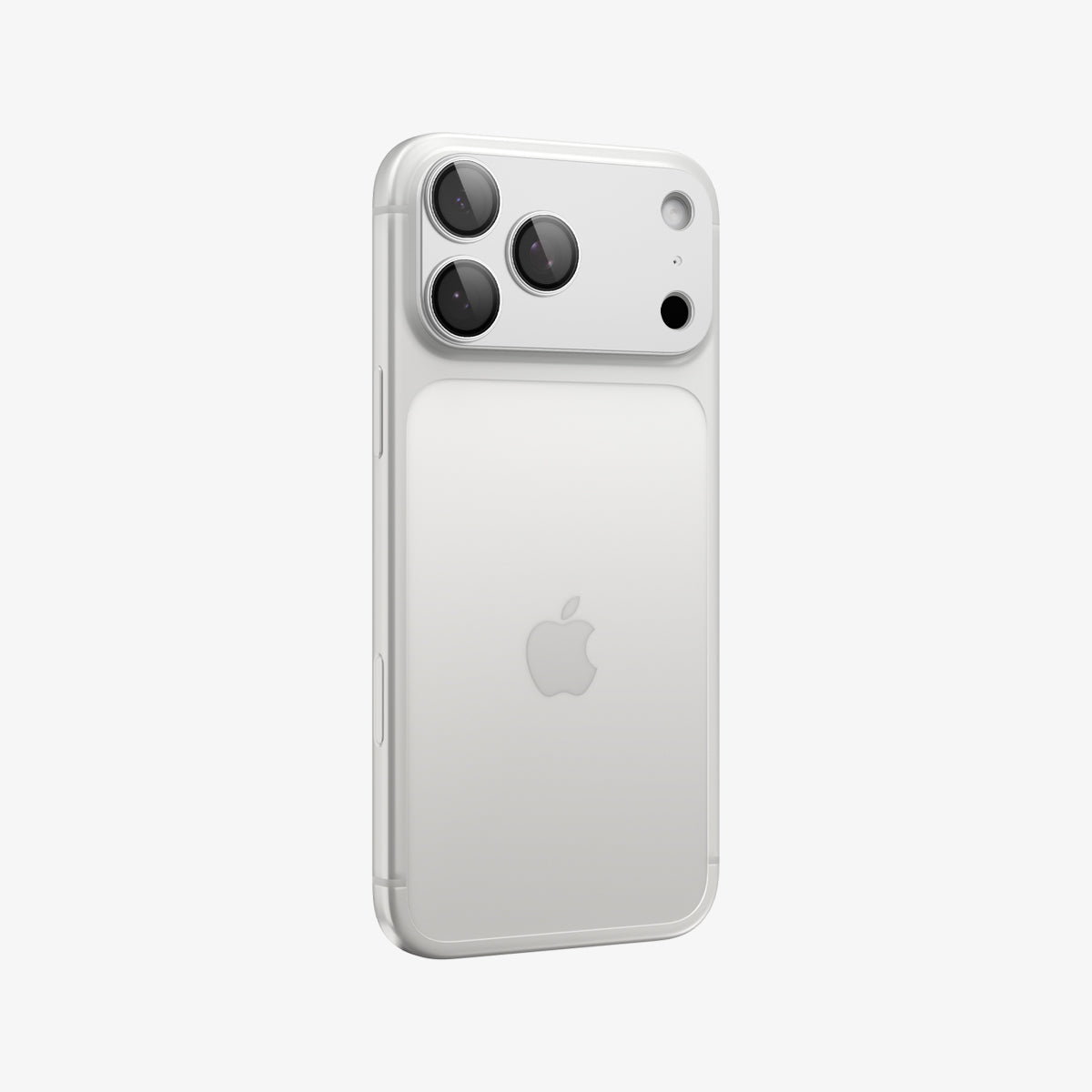Spigen iPhone 17 Pro Lens Protector – GLAS.tR EZ Fit Optik Pro XL [1 Pack] - Silver - back and partial side view