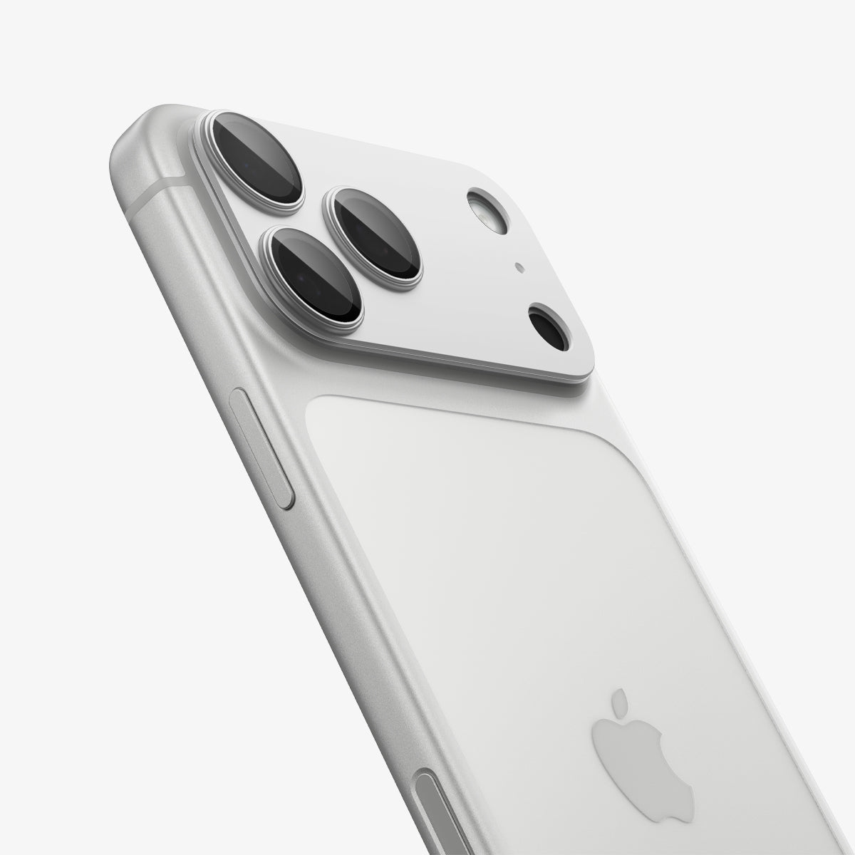 Spigen iPhone 17 Pro Lens Protector – GLAS.tR EZ Fit Optik Pro XL [1 Pack] - Silver - zoomed back and side view