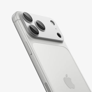 Spigen iPhone 17 Pro Lens Protector – GLAS.tR EZ Fit Optik Pro XL [1 Pack] - Silver - zoomed back and side view