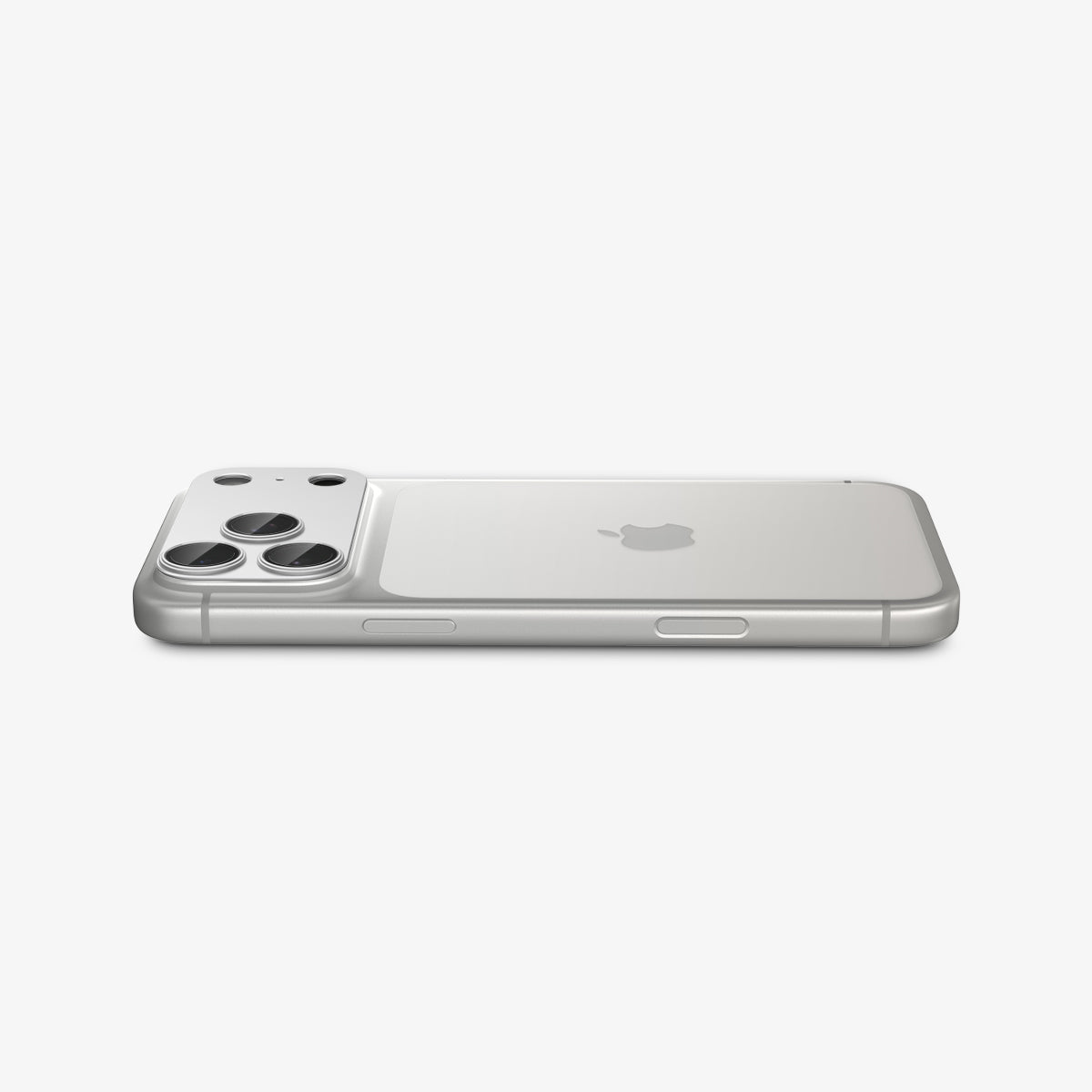 Spigen iPhone 17 Pro Lens Protector – GLAS.tR EZ Fit Optik Pro XL [1 Pack] - Silver - angled back and side view