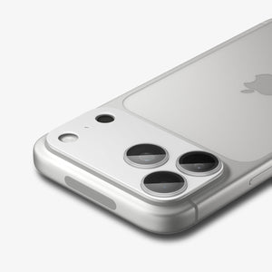 Spigen iPhone 17 Pro Lens Protector – GLAS.tR EZ Fit Optik Pro XL [1 Pack] - Silver - zoomed camera protector detail