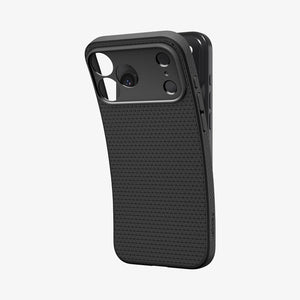 Spigen iPhone 17 Pro Liquid Air case in Matte Black – flexible case fit detail